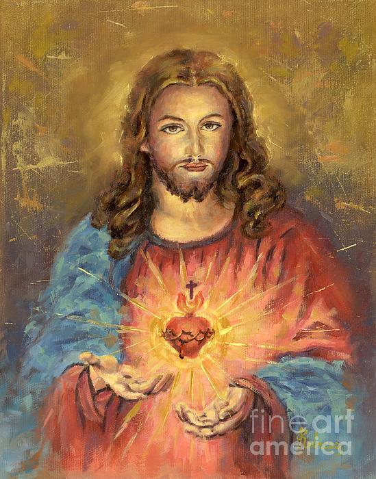 The Sacred Heart of Jesus Christ Number Nine Greeting Card by Rebecca Mike