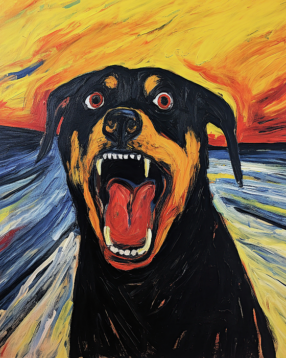 Funny Dog Room Decor, The Scream Dog Poster, Dog Portrait Print, Edvard  Munch