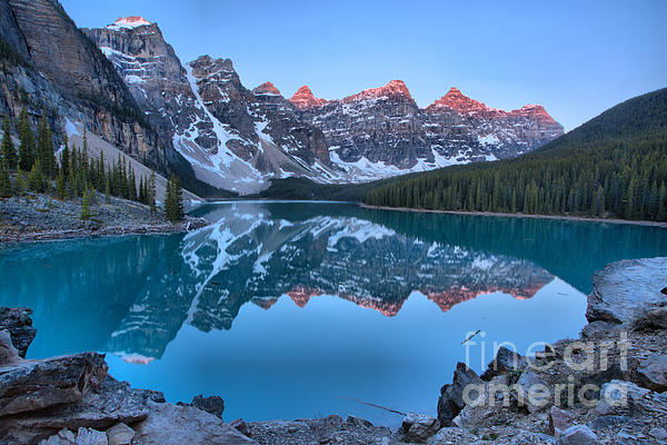 The Start Of Sunrise At Moraine Lake Ornament by Adam Jewell
