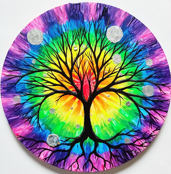 The tree of life and the rainbow fluorescent painting Weekender Tote Bag