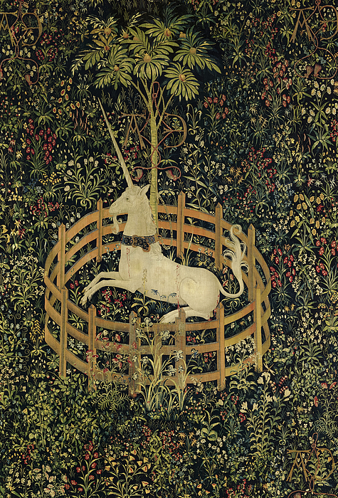 The Unicorn Rests in a Garden Tapestry by Netherlandish School