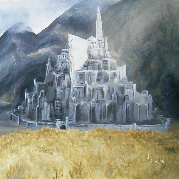 Minas Tirith, The White City Painting - Kingdom of Gondor Art Jigsaw Puzzle  by Aneta Soukalova - Pixels