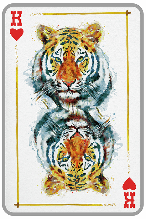 Marian Voicu - Tiger Head King of Hearts Playing Card