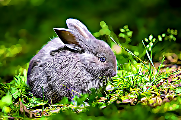 Tiny Grey Rabbit Fleece Blanket