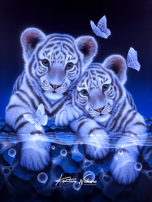 Premium AI Image  Affection tiger and baby Portrait