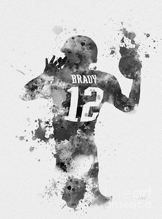 Tom Brady Black and White T-Shirt by New Inspiration - Pixels