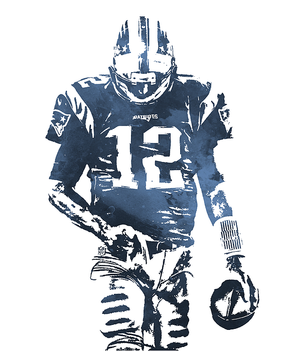 Tom Brady New England Patriots Water Color Pixel Art 32 by Joe Hamilton