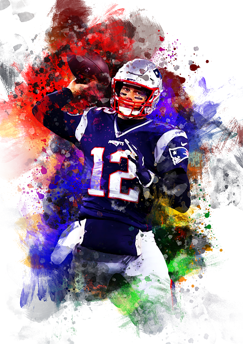 Tom Brady, QB, New England Patriots Kids T-Shirt by Afrio Adistira - Pixels