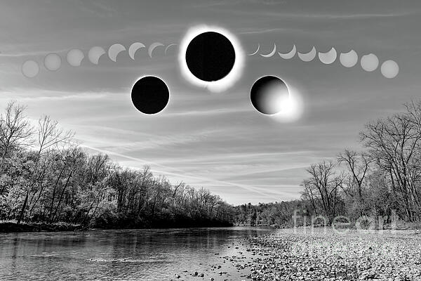 Jennifer White - Total Solar Eclipse April 2024 Stages Grayscale