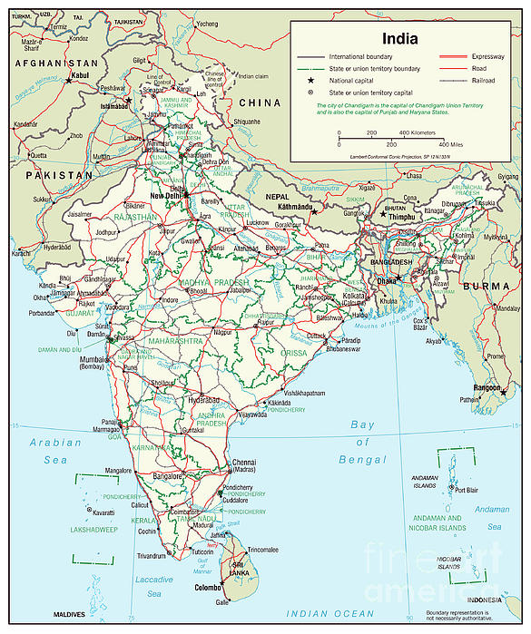 Transportation Map Of India, 2001 Greeting Card by Granger