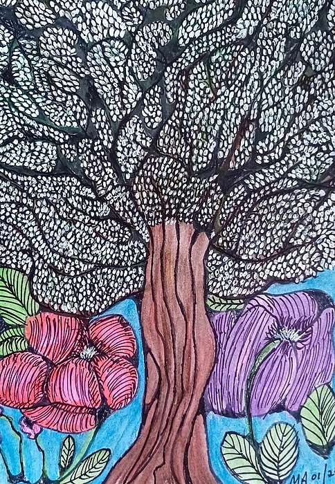 Mary Aldorasi - Tree and flower abstract