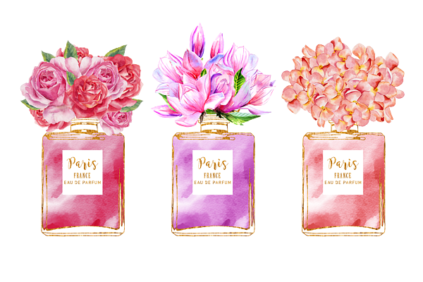 Trio floral perfume bottle watercolor Sticker by Mihaela Pater
