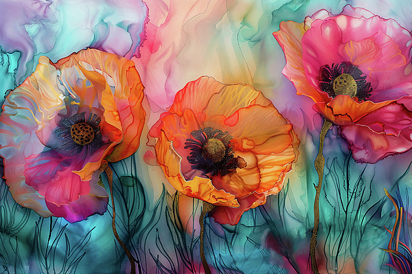 Peggy Collins - Trio of Poppies
