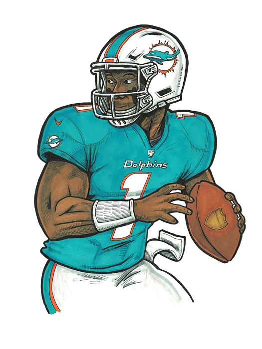 Tua Tagovailoa Miami Dolphins Jersey Number Art 1 Kids T-Shirt by