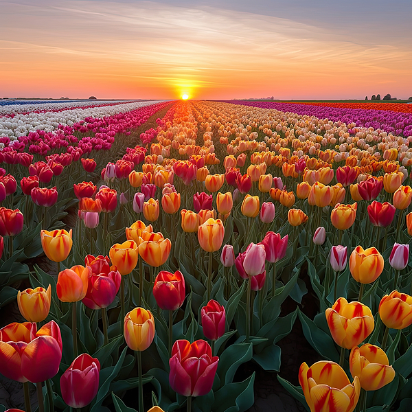 Lily Malor - Tulips Field at Sunset II