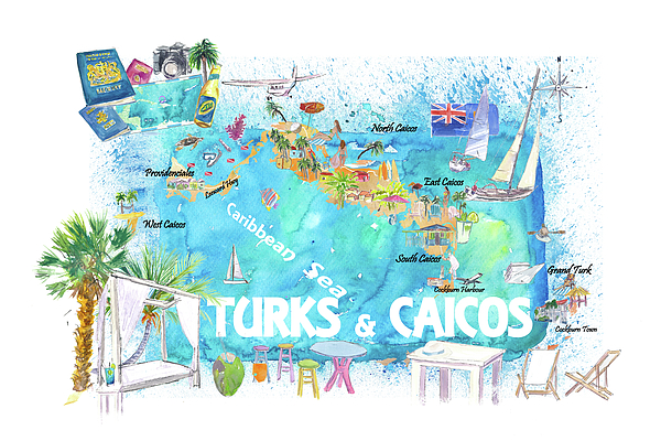 https://images.fineartamerica.com/images/artworkimages/medium/3/turks-caicos-antilles-illustrated-travel-map-with-roads-and-highlights-m-bleichner.jpg