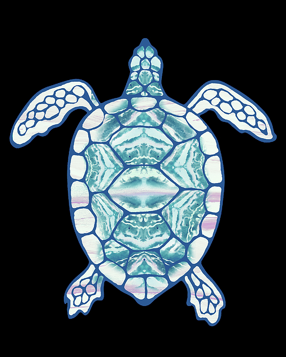 Irina Sztukowski -  Turquoise Blue Glow Watercolor Tortoise Under The Sea Turtle Native Art Ocean Creature I