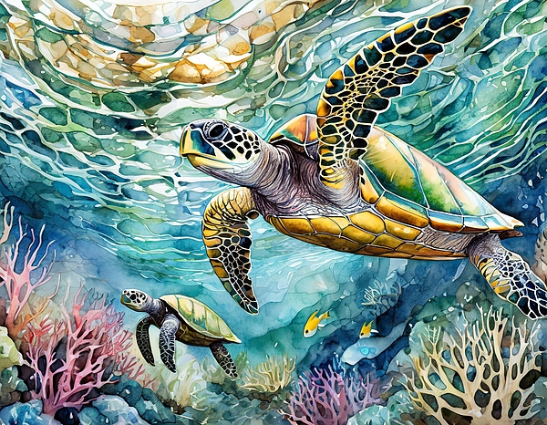 Susan Rydberg - Turtles in the Sunlit Reef