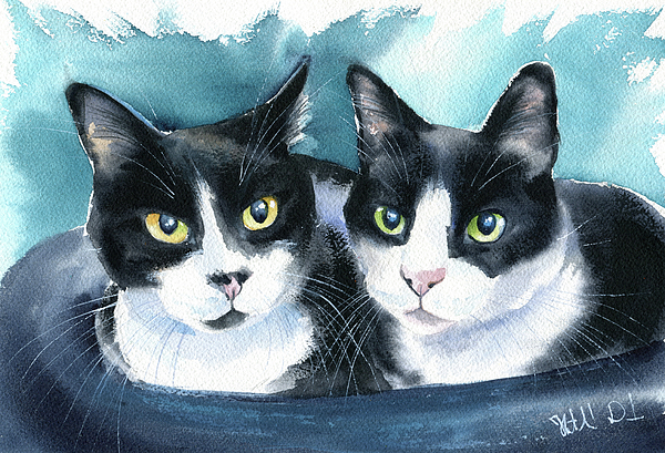 Dora Hathazi Mendes - Tuxedo Cat Painting Echo And CC