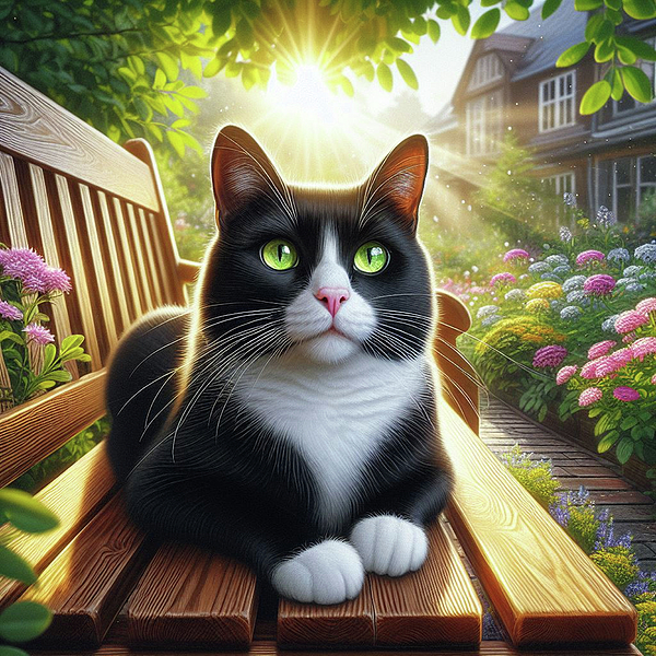 Sandi OReilly - Tuxedo Cat Sitting In The Garden