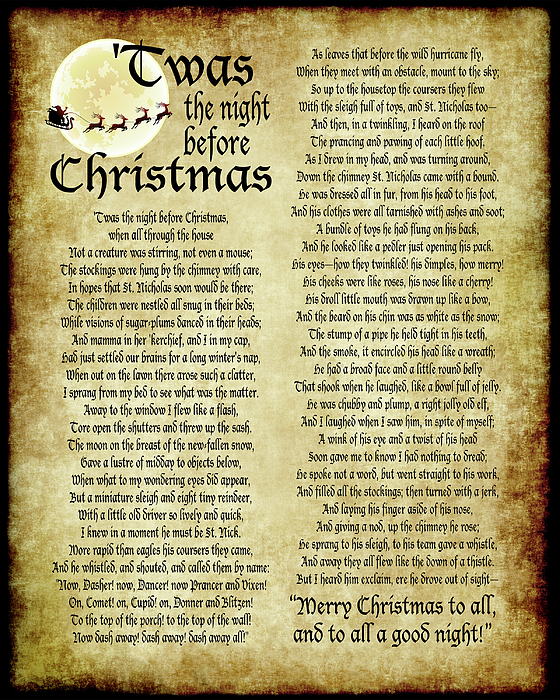 Twas The Night Before Christmas Poem Fleece Blanket By Ginny Gaura Pixels