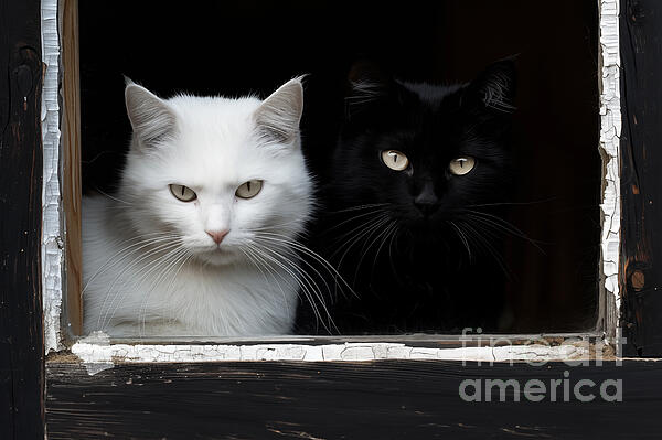 Delphimages Photo Creations - Two cats in black and white