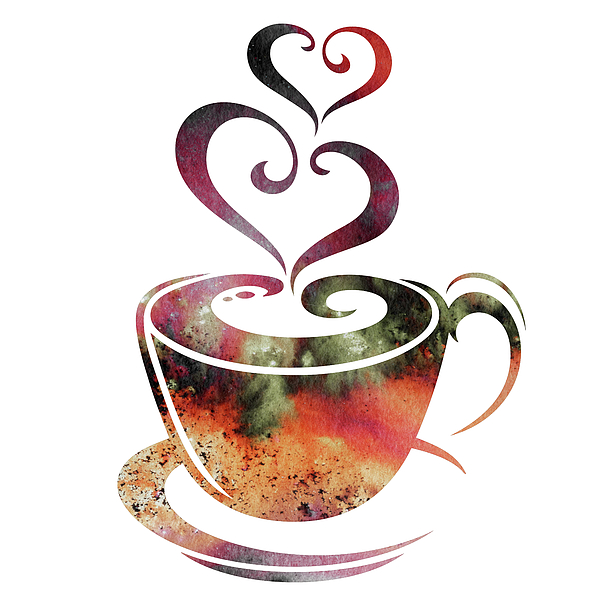 Irina Sztukowski - Two Sweet Hearts Cup Of Coffee Delicious Watercolor Art I 