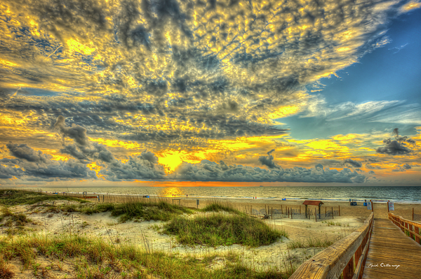 Yoga at sunrise on the beach at St Simons Island, GA Stock Photo