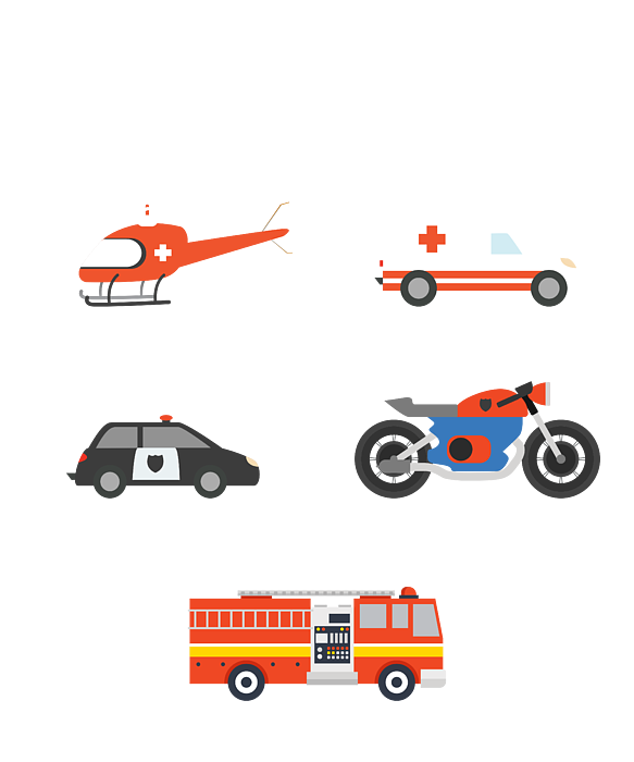 Types Of Emergency Vehicles Vehicles Transportation Greeting Card by ...