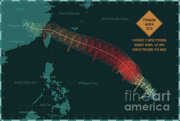 Typhoon Maria 2018 Track Philippine Sea Infographic Greeting Card By ...