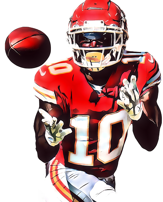 Tyreek Hill Kansas City Chiefs Watercolor Strokes Pixel Art 200 Wood Print  by Joe Hamilton - Pixels