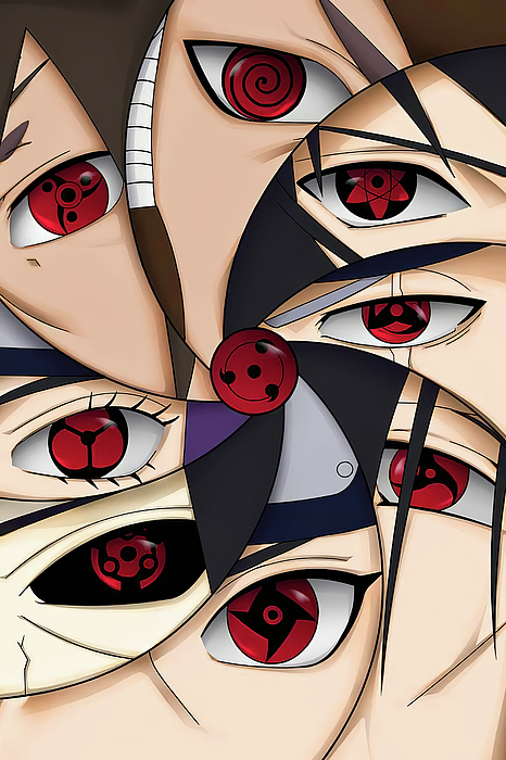 Digital art of a female uchiha character with sharingan