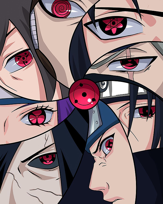 Digital art of a female uchiha character with sharingan