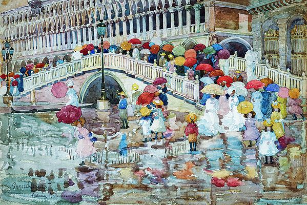 Maurice Brazil Prendergast - Umbrellas in the Rain by Maurice Prendergast 1899