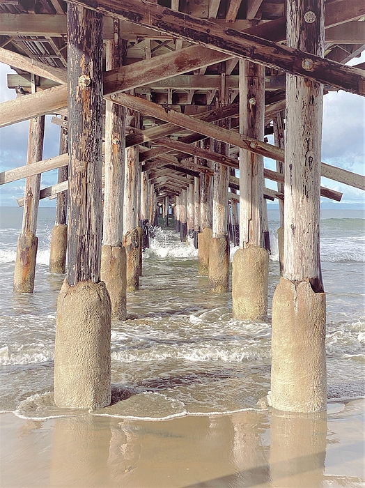 Under the pier with waves coming in Zip Pouch by Zia Hansen - Fine