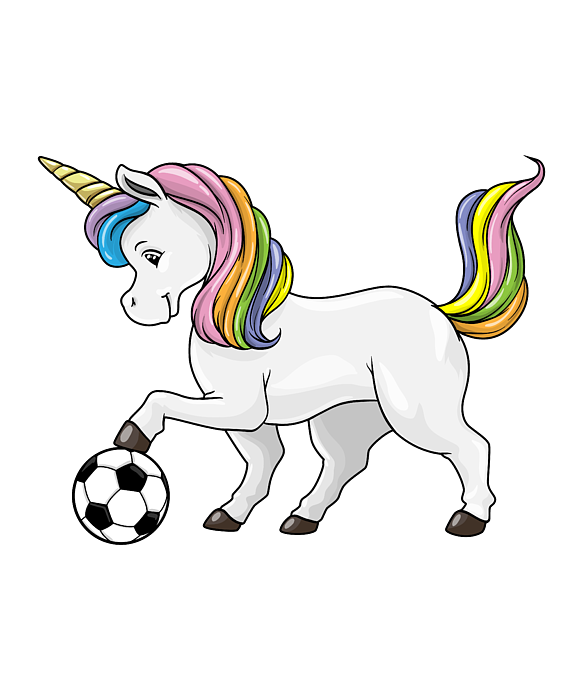 Unicorn at Soccer with Soccer ball Kids T Shirt by Markus Schnabel