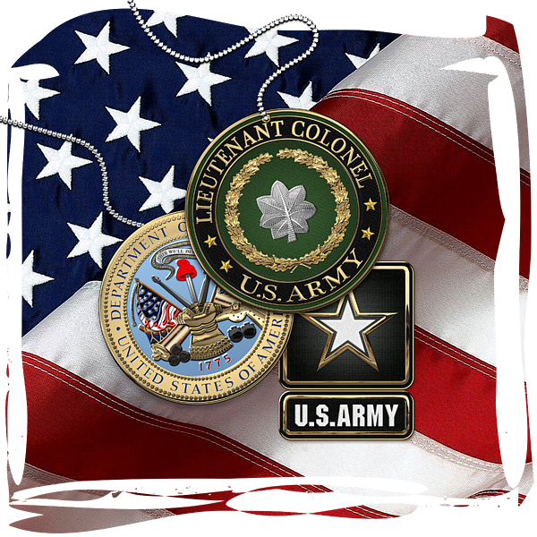 U.S. Army Second Lieutenant - 2LT Rank Insignia with Army Seal and