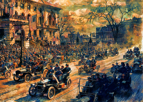 Nicko Prints - US President William Howard Taft and Massachusetts Governor Eben Draper passing Worcester City Hall