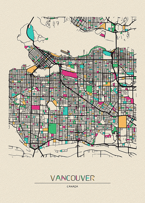 Vancouver Canada City Map Jigsaw Puzzle By Inspirowl Design Pixels