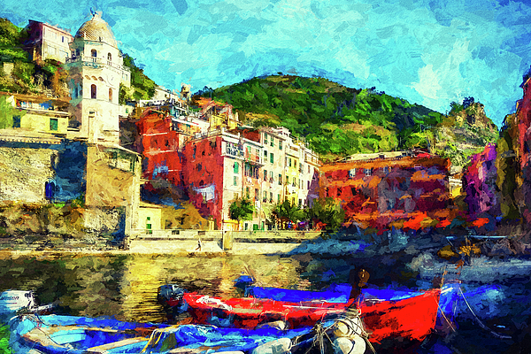 Joseph S Giacalone - Vernazza Harbor - Digital Painting