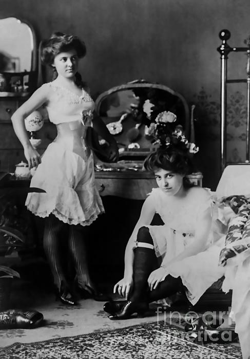 Victorian Ladies in Lingerie - Black and White Sticker by Sad Hill -  Bizarre Los Angeles Archive - Instaprints