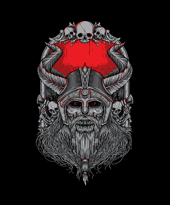 Warrior Skull - Viking - Sticker