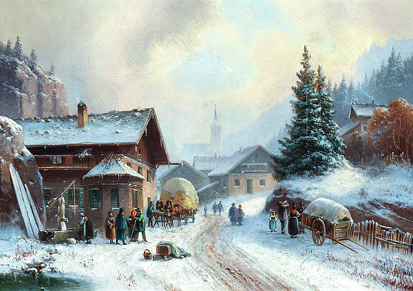 Anton Doll - Village Street in Winter by Anton Doll 1887