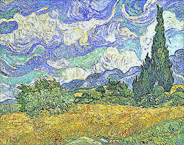 Van Gogh's Wheat Field with Cypresses 1000 Piece Puzzle - Quick Ship