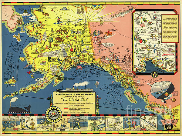 Best of Vintage - Vintage illustrated map of Alaska