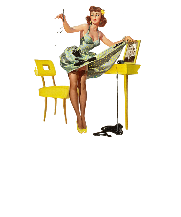 Vintage Pinup Girl Clipart Green Dress And Ink Greeting Card By Stacy Mccafferty 4147