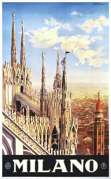 Vintage Travel Poster Milan Italy Sticker