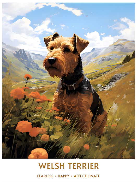 Lozzerly Designs - Vintage Welsh Terrier Portrait