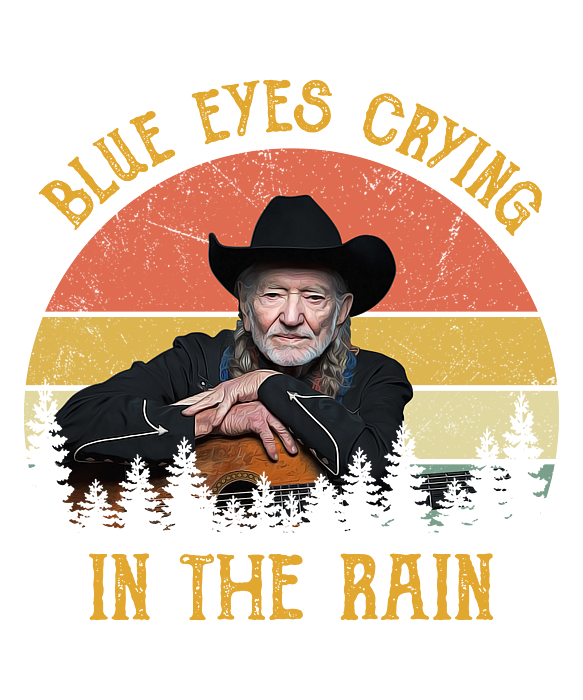 Vintage Willie Retro Nelson Blue Eyes Crying In The Rain Greeting Card ...