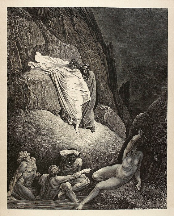 Virgil shows Dante the shade of Thais - Illustrated Dante's Inferno by ...